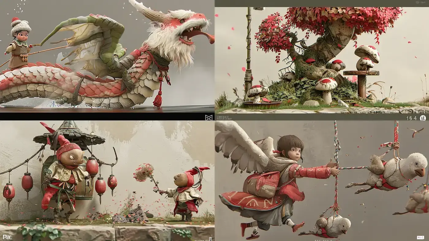 Whimsical Storybook Illustration with Consistent Earthen Tones and Stylized Textures - Midjourney sref style