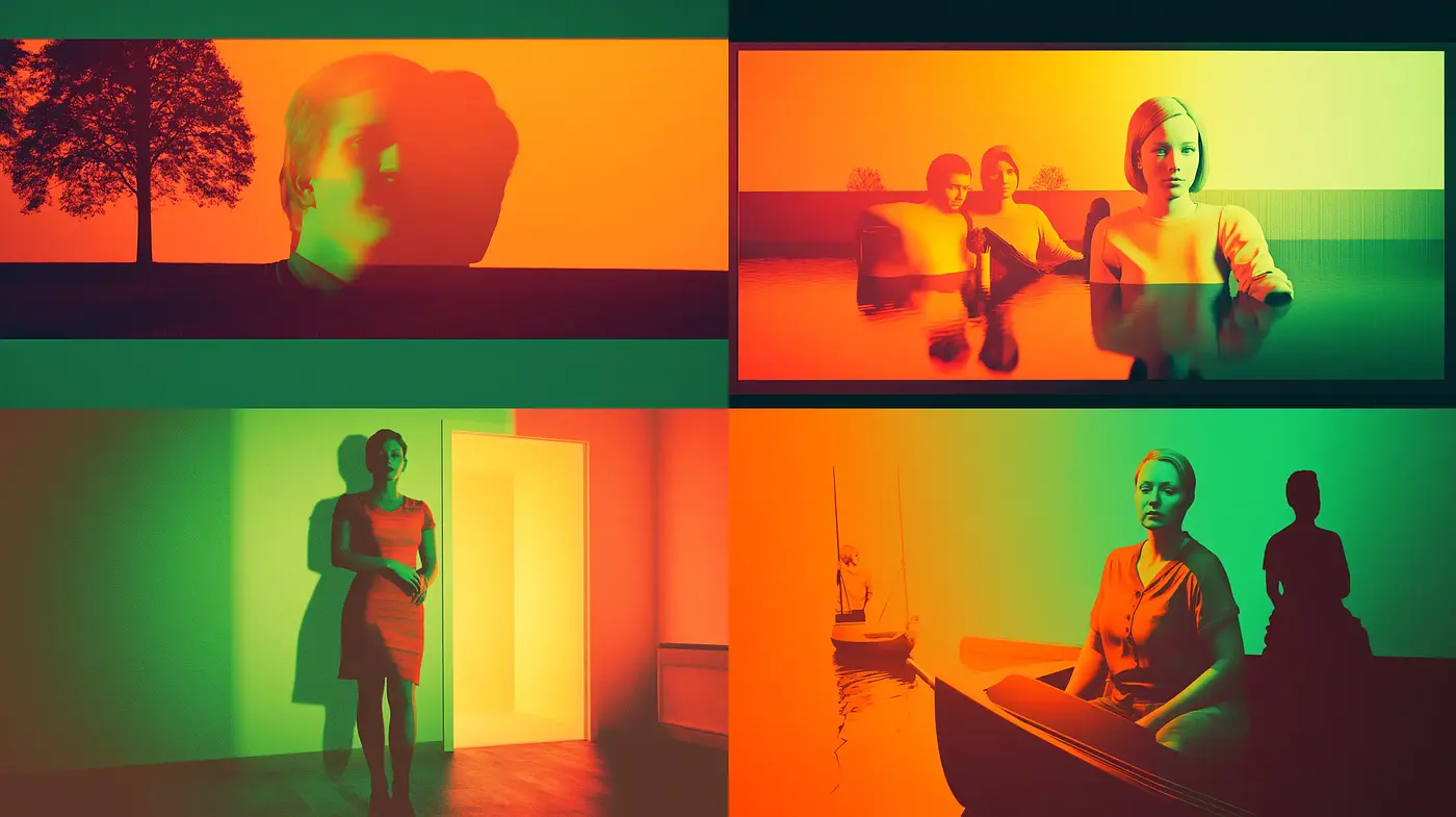 Saturated Dichotomy: A Study in Vivid Contrasts and Silhouetted Forms - Midjourney sref style