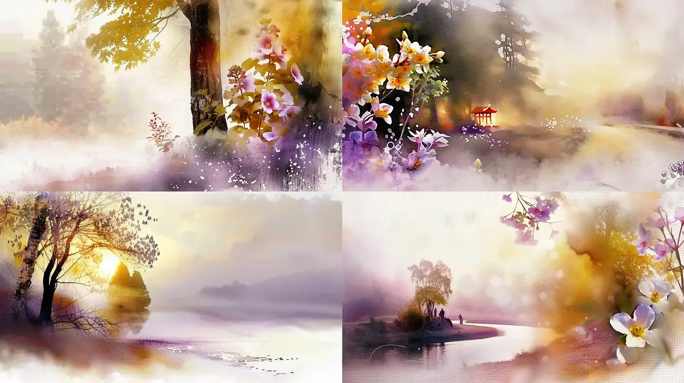 Ethereal Watercolor Dreamscapes Fusion - Midjourney sref style