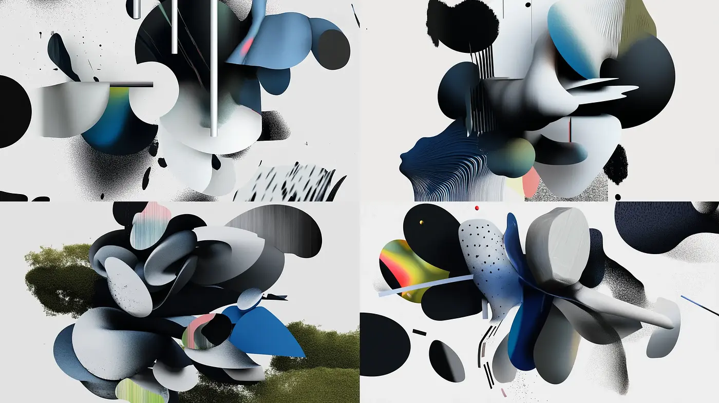 Abstract Elegance in Monochrome and Pastels - Midjourney sref style