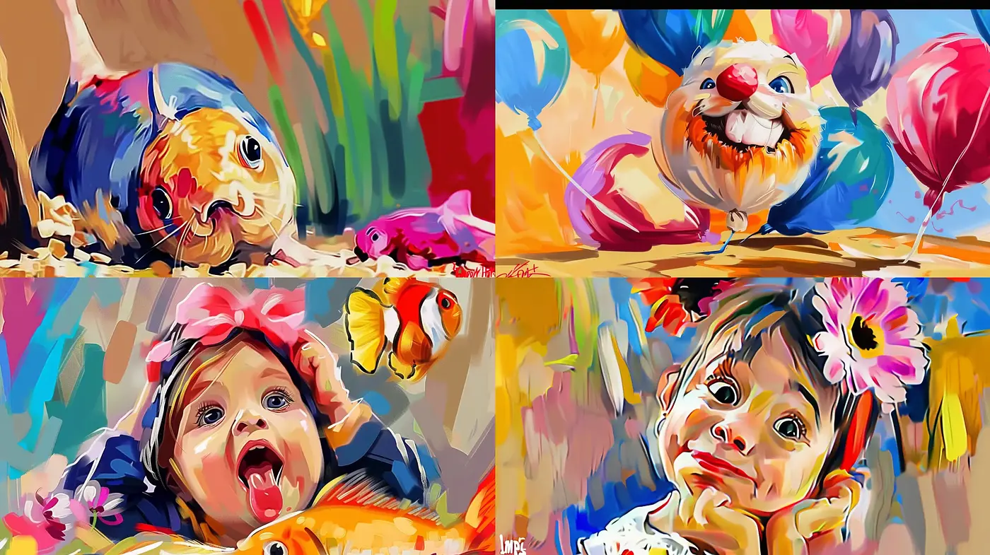 Vibrant Expressive Abstraction - A Dynamically Colored Fusion of Cheerfulness and Playfulness - Midjourney sref style