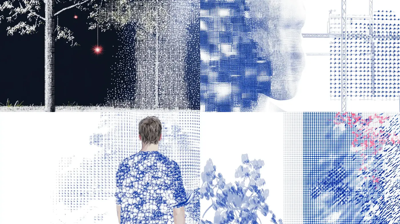 Ethereal Points of Blue: A Study in Pixelated Abstraction - Midjourney sref style