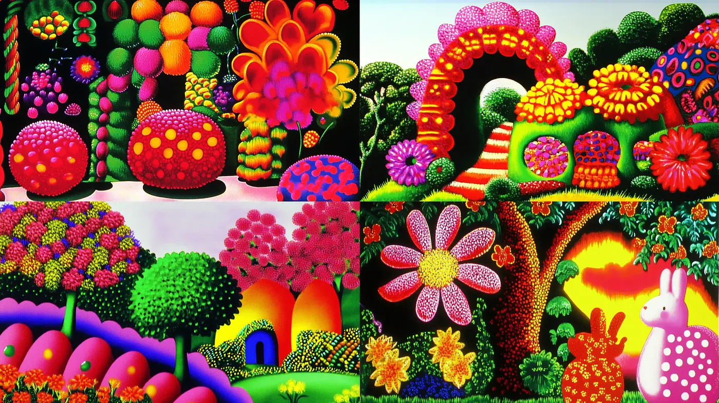 Psychedelic Garden: A Journey Through Vibrant Dreamscapes - Midjourney sref style