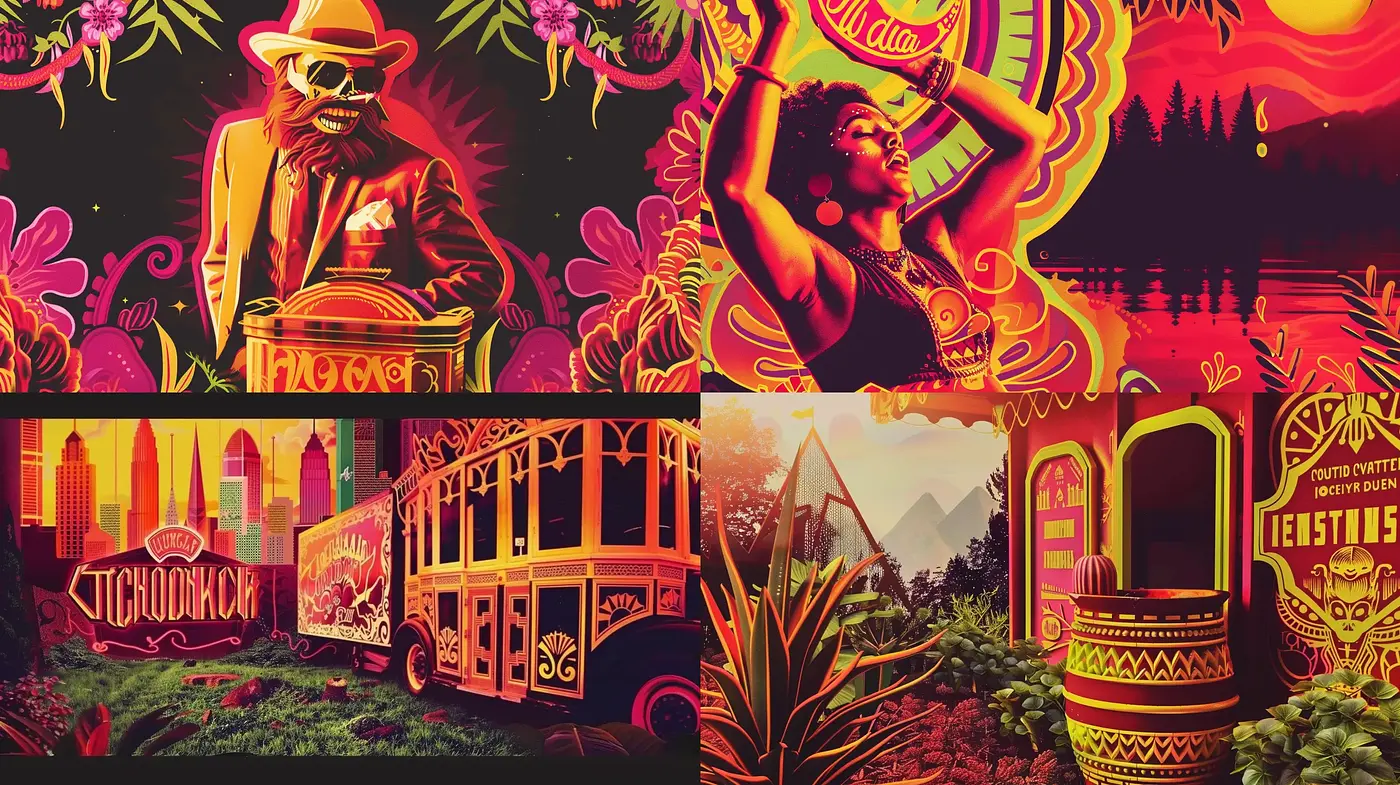 Eclectic Radiance of Vibrant Nostalgia - Midjourney sref style
