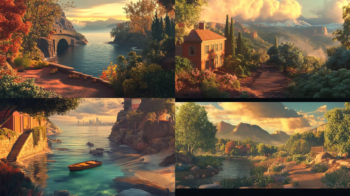 Ethereal Golden Hour Vistas with Luminous Impressions - Midjourney sref style