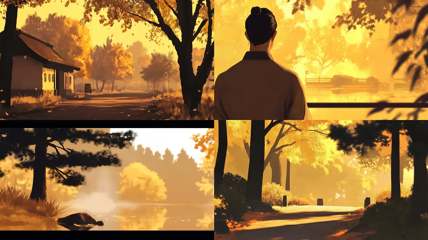 Amber Serenity: A Warm Digital Paintbrush Symphony - Midjourney sref style