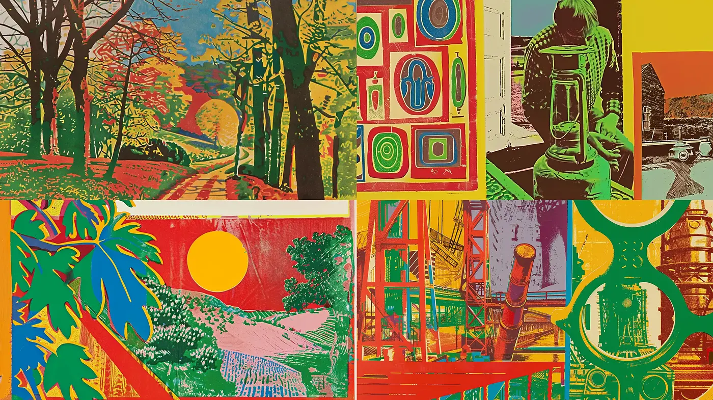 Vibrant Pop Constructivism: A Fusion of Bold Colors and Geometric Precision - Midjourney sref style