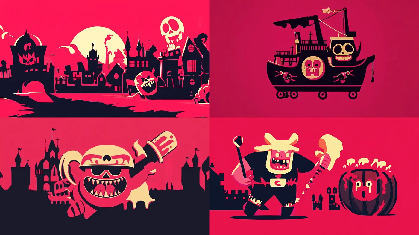 Monochromatic Silhouette Storybook Visions - Midjourney sref style