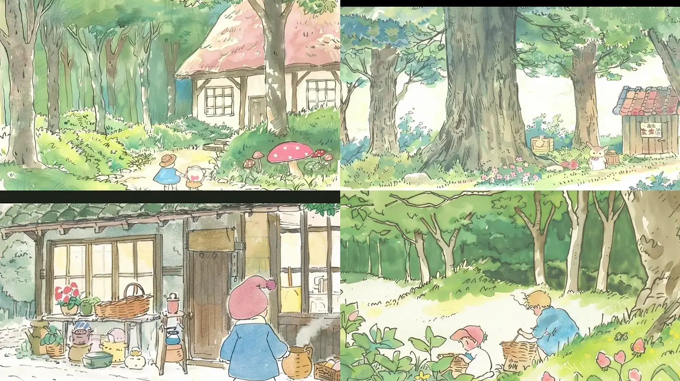 Idyllic Countryside Watercolor Visions - Midjourney sref style