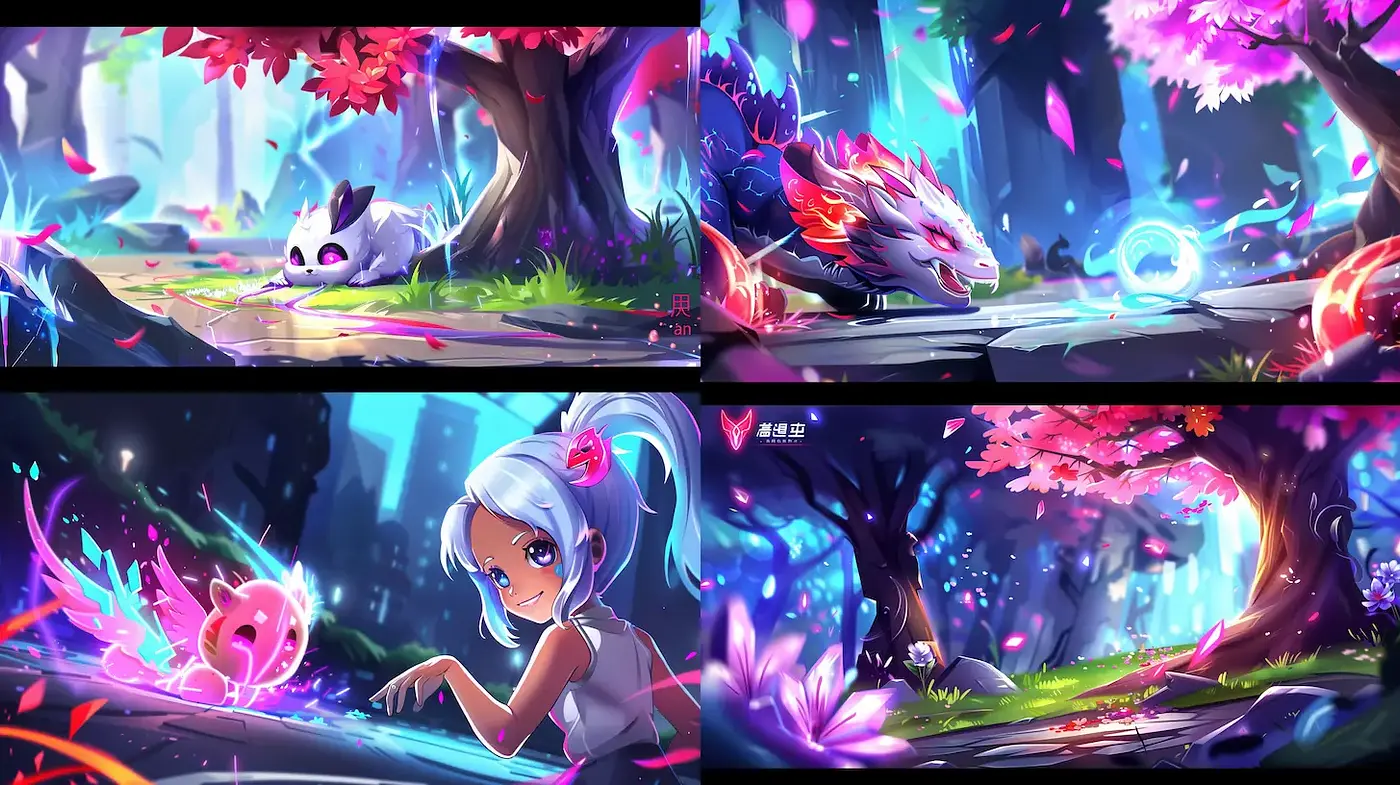 Vibrant Fantasy Landscape with Whimsical Characters - Midjourney sref style