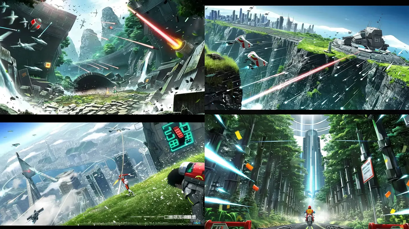 Futuristic Sci-Fi Panoramas with a Dynamic and Kinetic Art Style - Midjourney sref style
