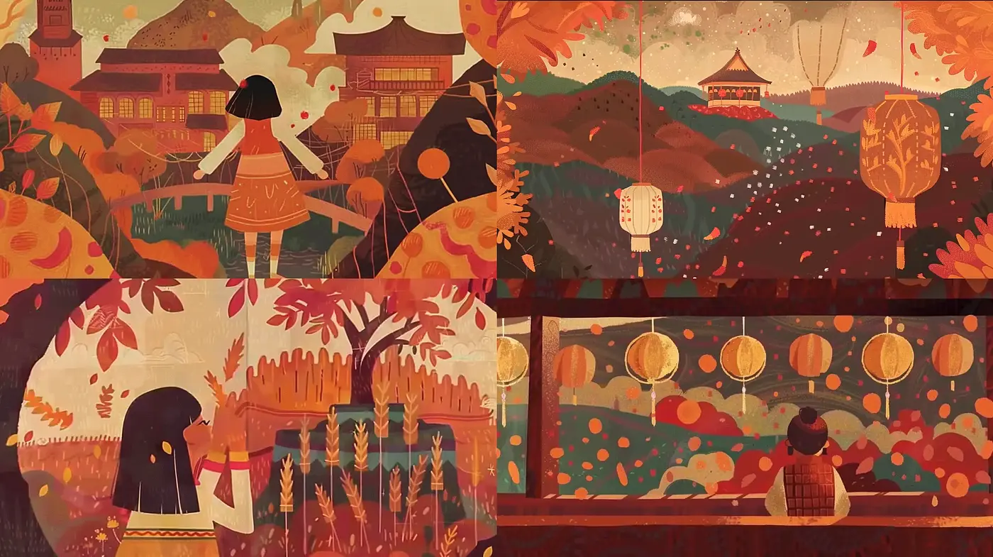 Autumnal Harmony in Storybook Illustration Style - Midjourney sref style
