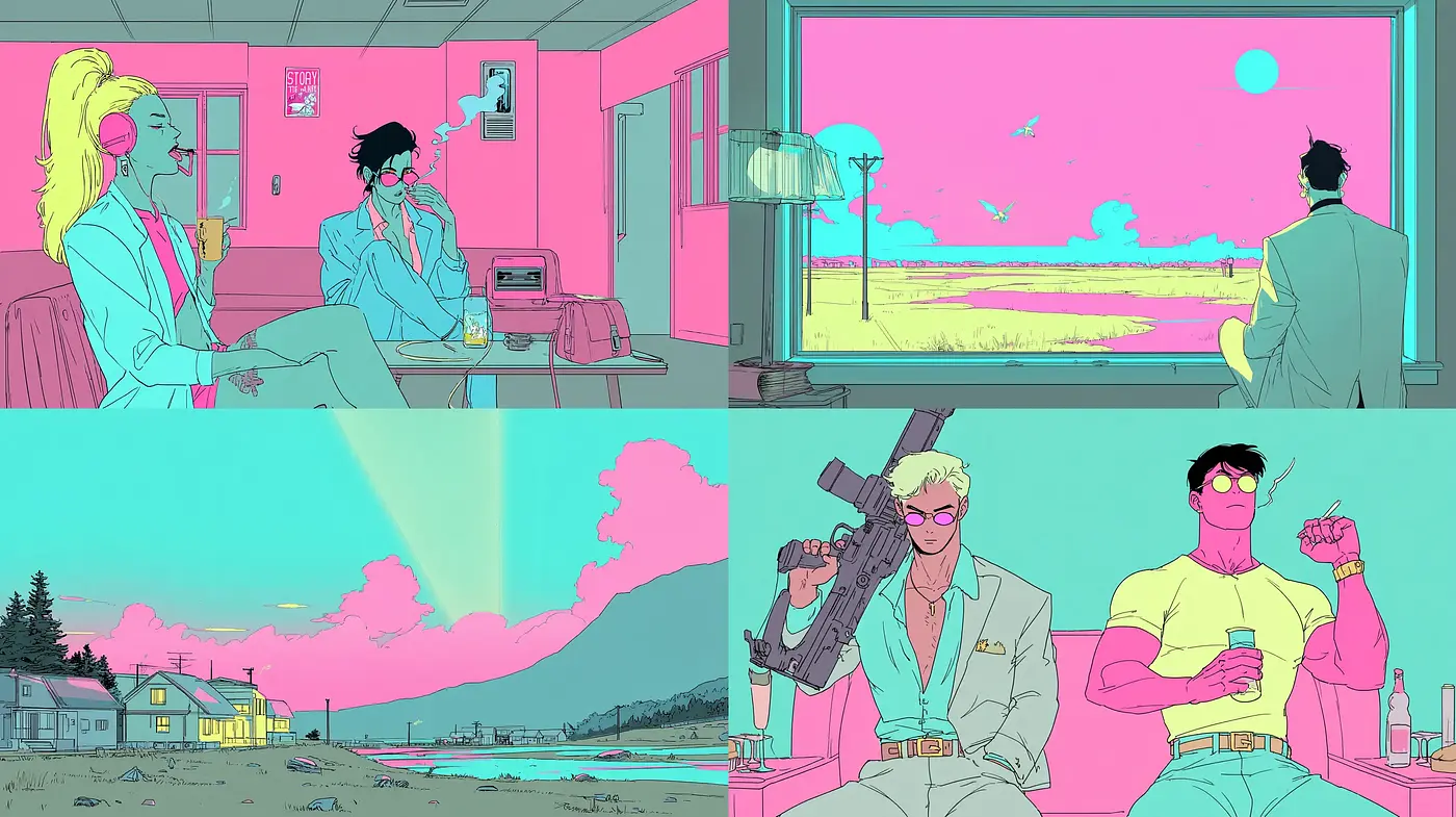 Vibrant and Stylized Retro Aesthetic with a Futuristic Twist - Midjourney sref style