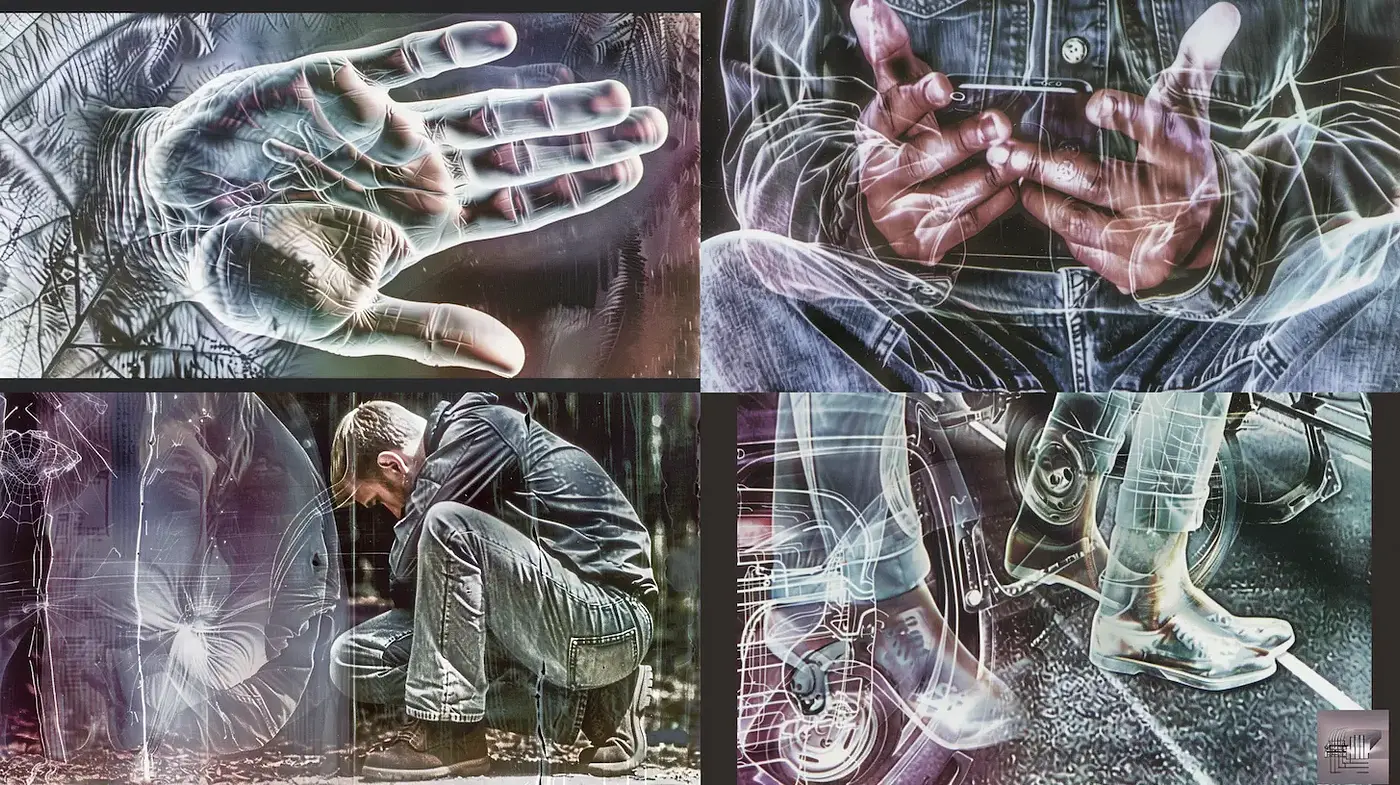 Surreal and Ethereal Representation of Human Interaction with Technology - Midjourney sref style