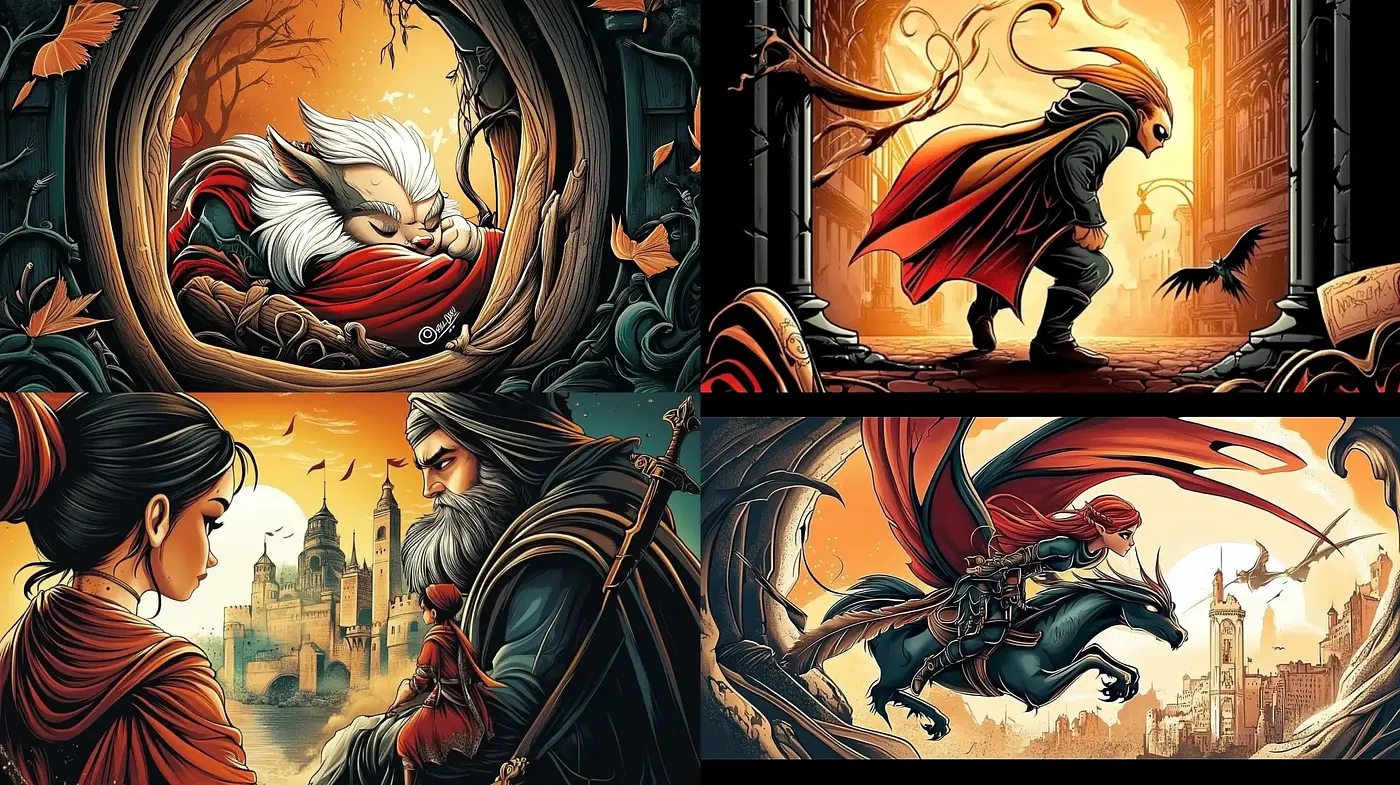 Vibrant Fantasia: A Vivid Tale of Stylized Myths and Legends - Midjourney sref style