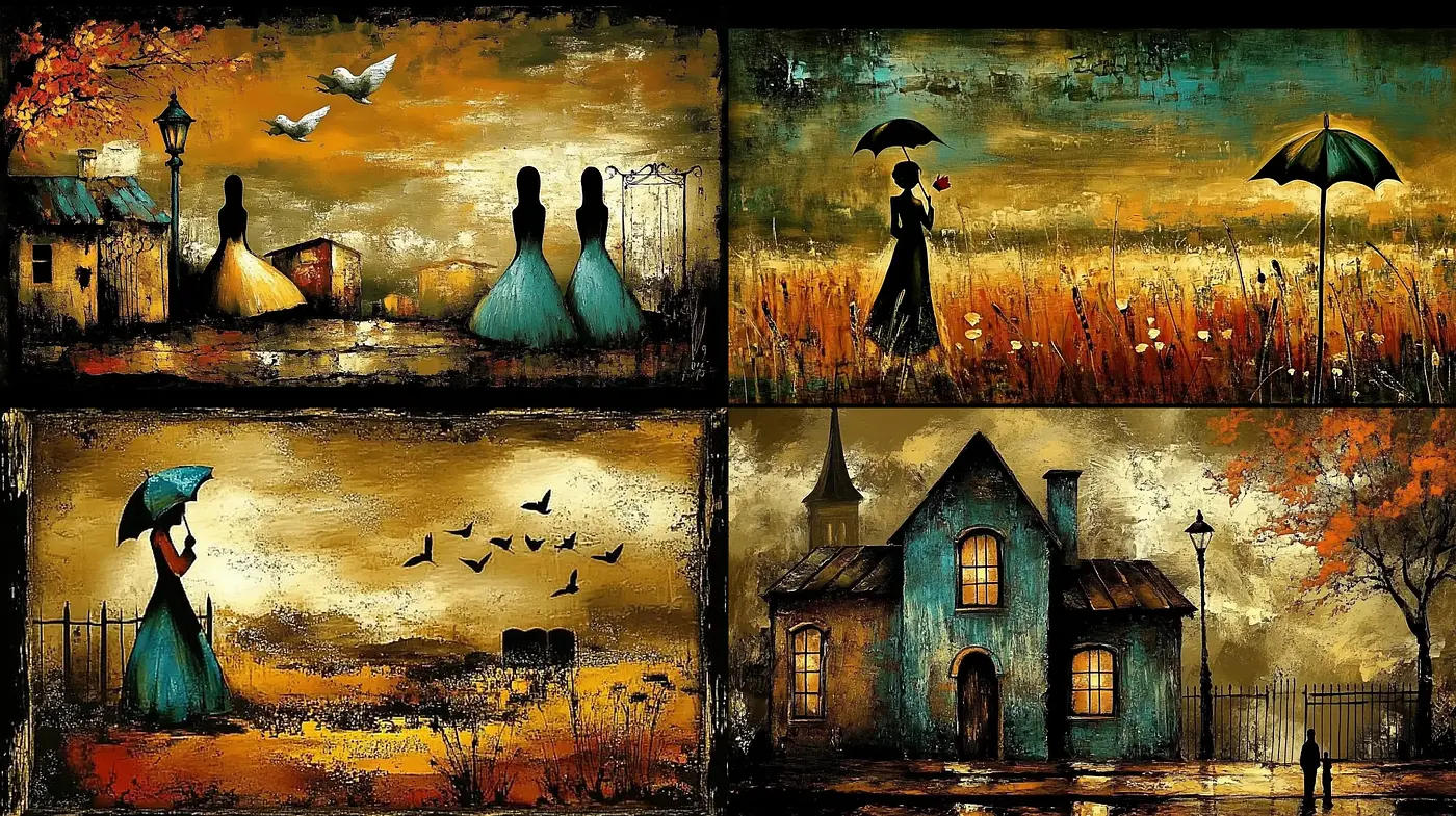 Twilight Hues and Enigmatic Shadows - A Tale of Timeless Elegance - Midjourney sref style