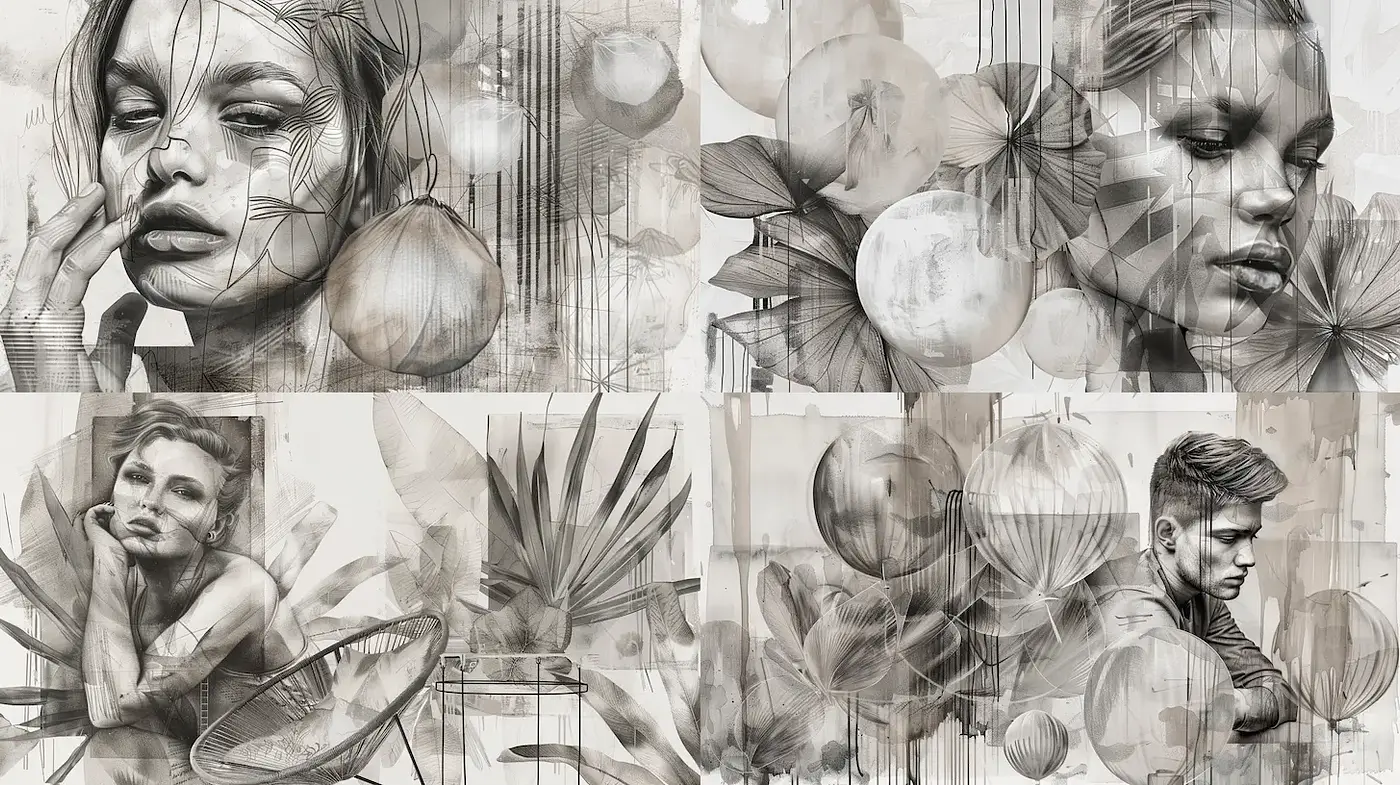 Elegant and Ethereal Portraits with Textural Layers - Midjourney sref style