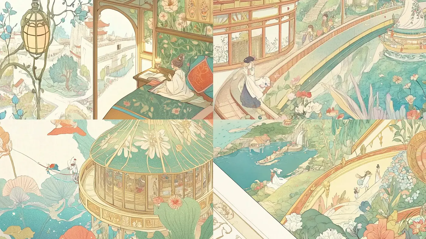 Harmonious Serenity in Pastel Ukiyo-e Fusion - Midjourney sref style