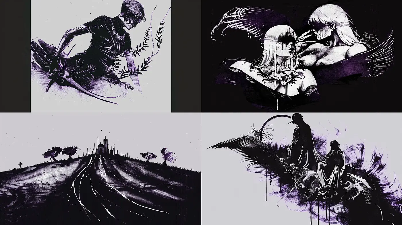 Ethereal Monochrome Dreamscape Artistry - Midjourney sref style