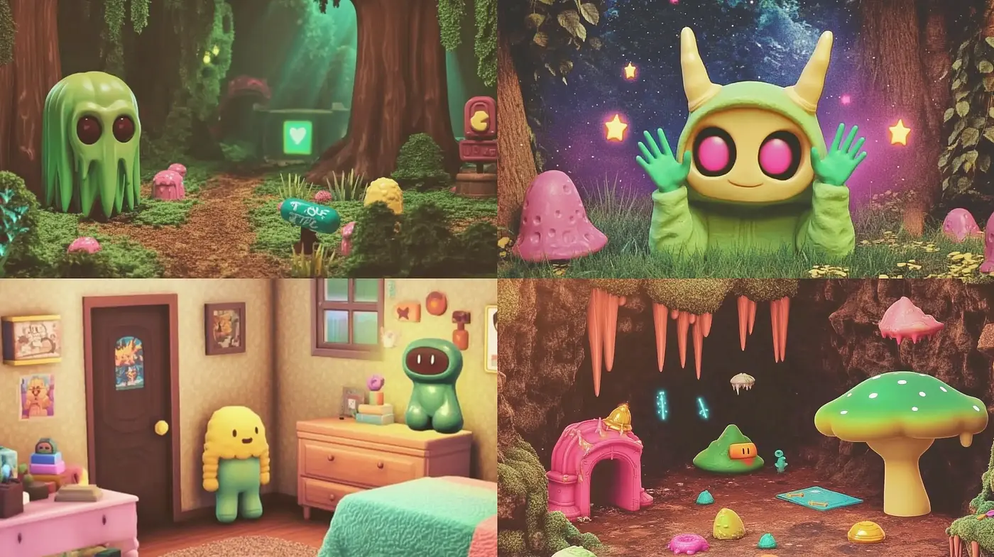 Enchanted Vivid Dreamscapes: A Surrealist Blend of Mystical Creatures and Whimsical Environments - Midjourney sref style