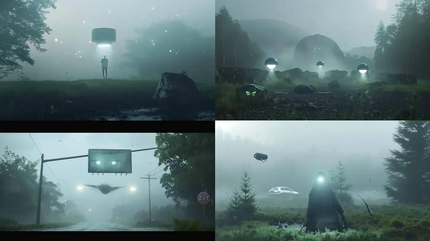 Ethereal and Mysterious Sci-Fi Landscapes with Surreal Elements - Midjourney sref style