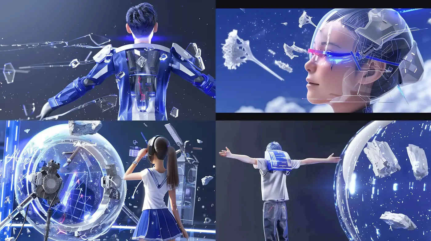 Futuristic Cybernetic Dreamscape with a Luminescent Palette - Midjourney sref style