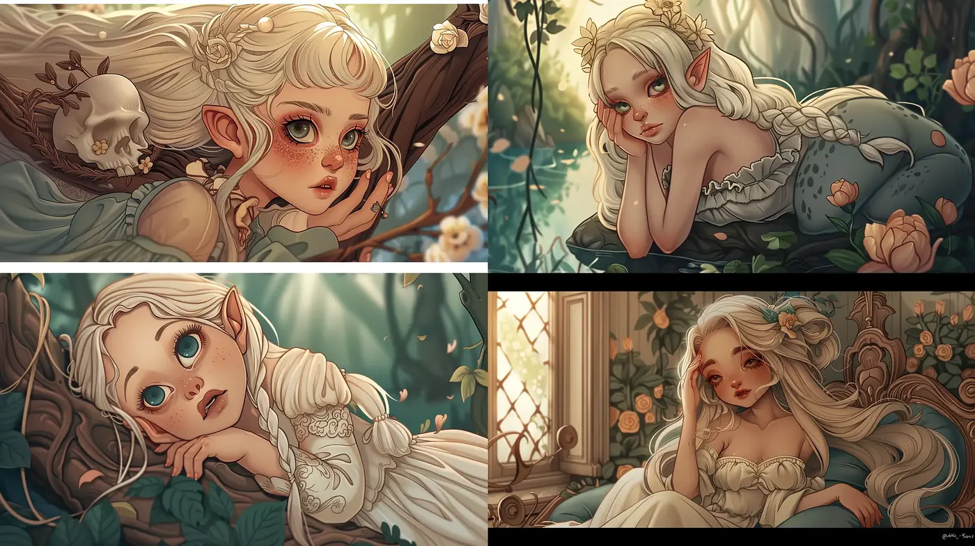 Enchanted Whimsy: A Consistent Dance of Warm Hues and Soft Textures - Midjourney sref style