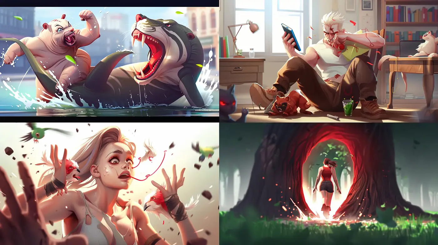 Lively Dynamic Illustrations with a Cinematic Flair - Midjourney sref style