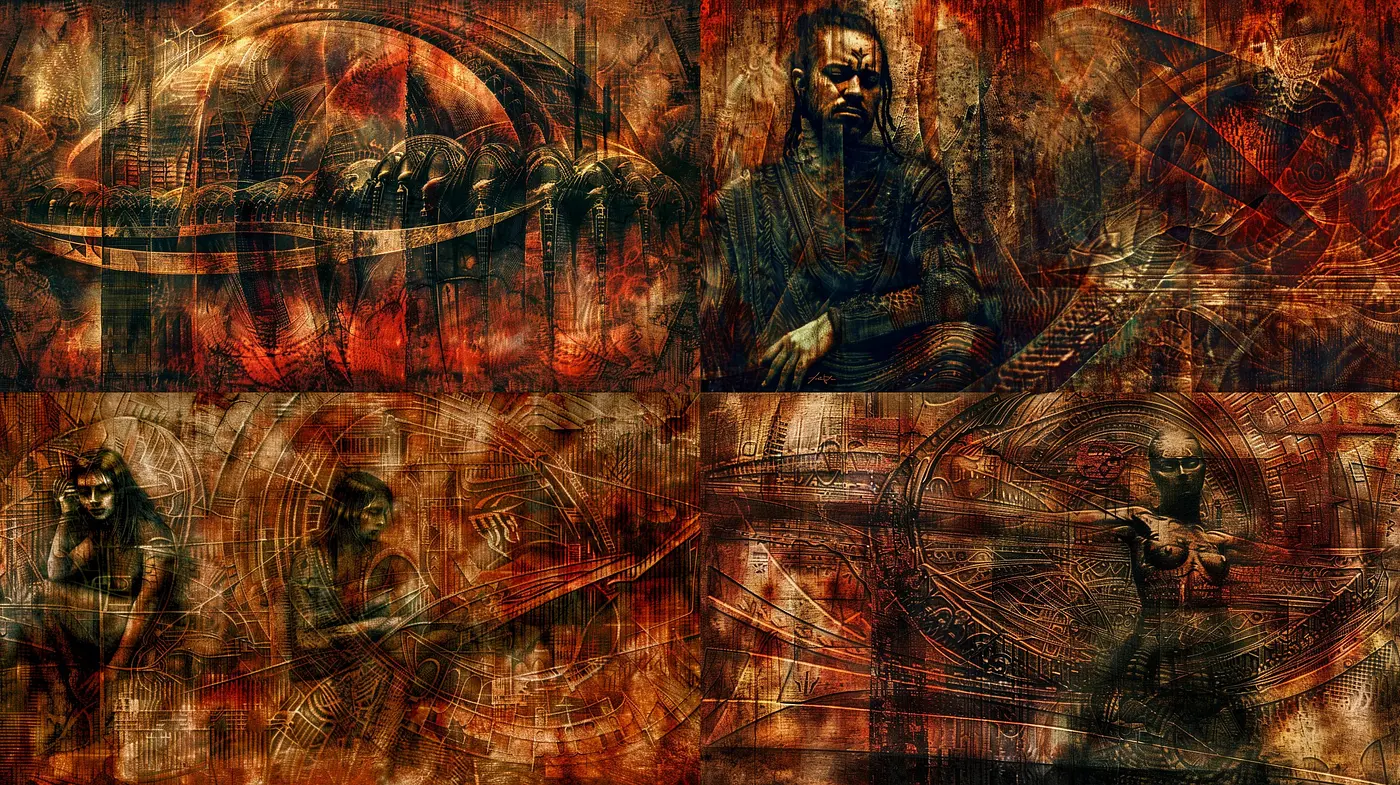 Fusion of Industrial and Organic Aesthetics with Steampunk Tinges - Midjourney sref style