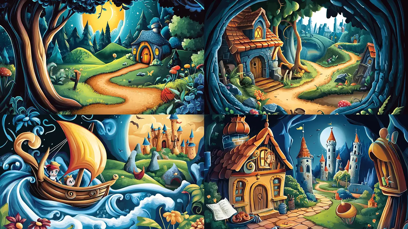 Enchanted Whimsical Landscapes with a Cartoonish Vibrance - Midjourney sref style