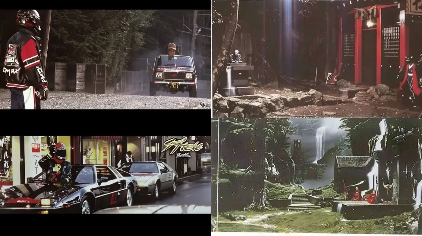 Retro-futuristic imagery with a blend of urban and natural landscapes - Midjourney sref style
