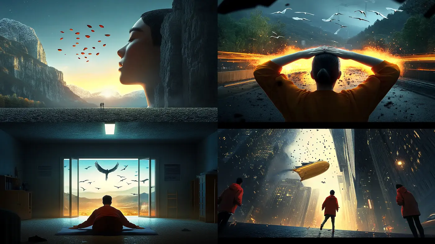 Cinematic Surrealism in Evocative Scenes - Midjourney sref style