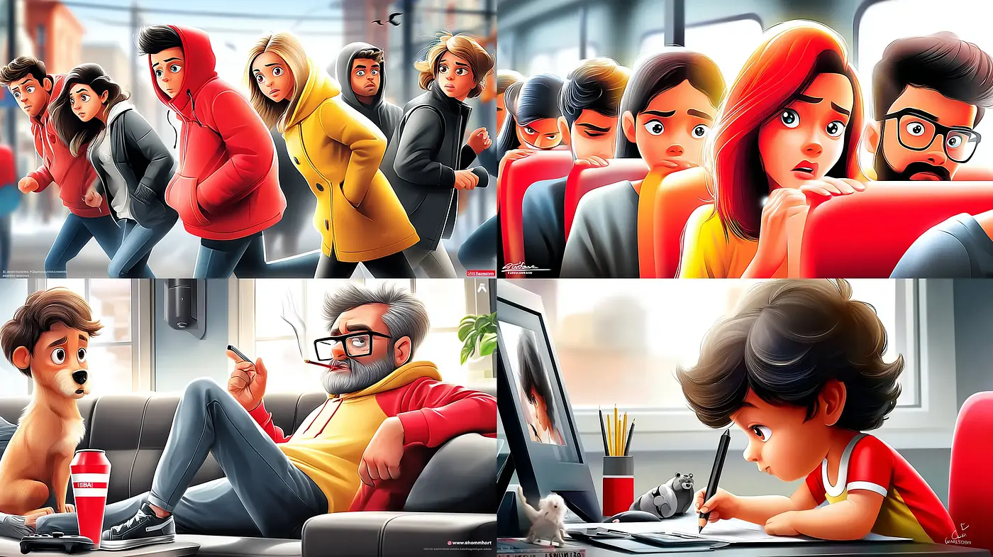 Contemporary Animated Style with a Playful Yet Realistic Approach - Midjourney sref style