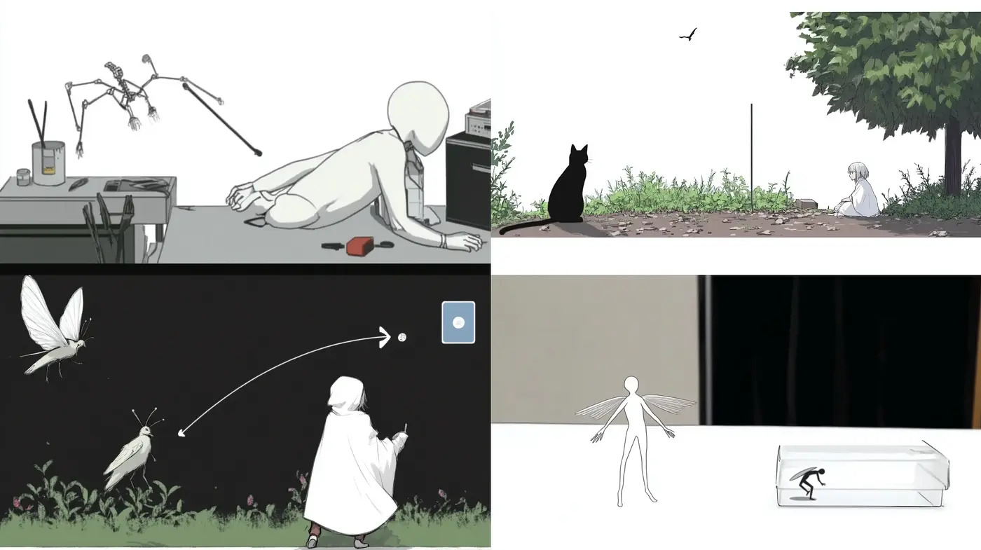 Monochromatic Minimalism with Surreal and Anime Influences - Midjourney sref style