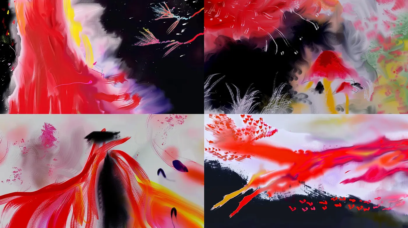 Abstract Expressionist Surge: A Vivid Rhapsody in Red and Black - Midjourney sref style
