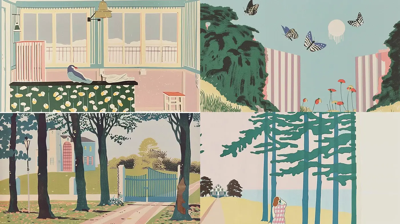 Soothing Pastel Dreamscape: An Homage to Modern Storybook Illustration - Midjourney sref style