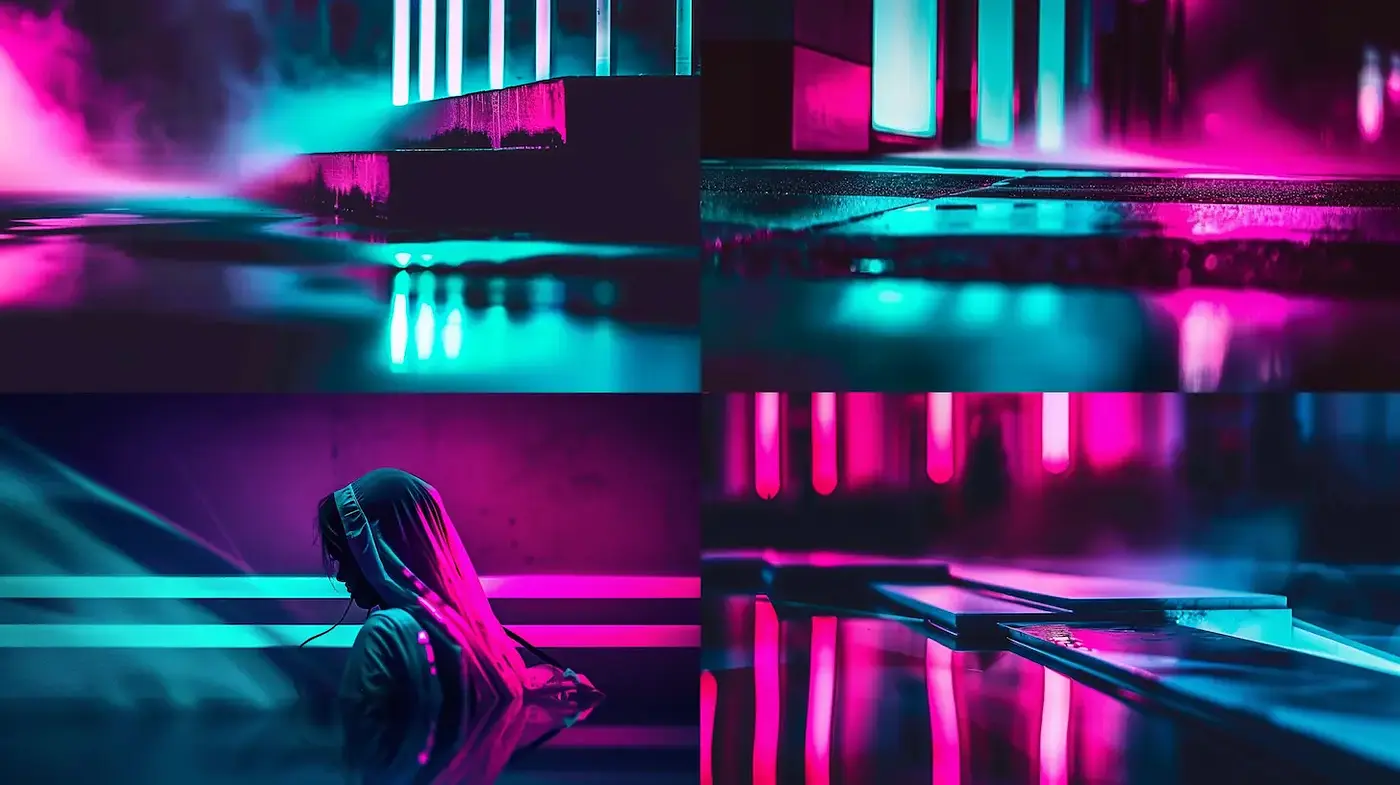 Futuristic Neon Aesthetic with a Dreamlike Quality - Midjourney sref style