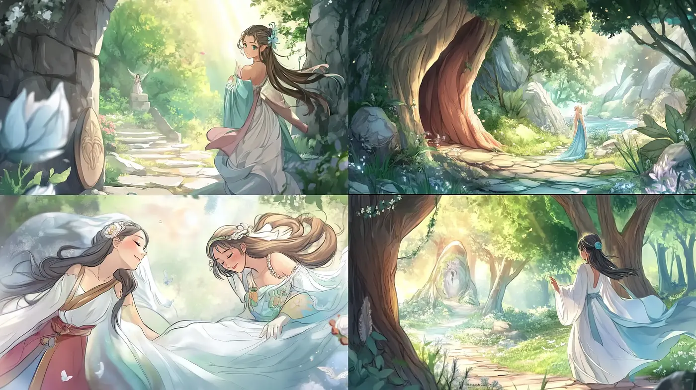 Enchanted Forest Whimsy: A Fairytale Illustration Suite - Midjourney sref style