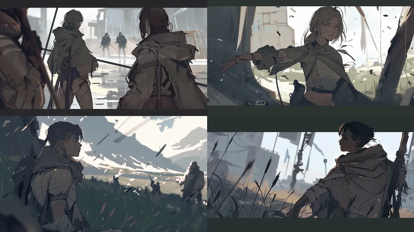 Stylized Futuristic Post-Apocalyptic Art with Atmospheric Elements - Midjourney sref style
