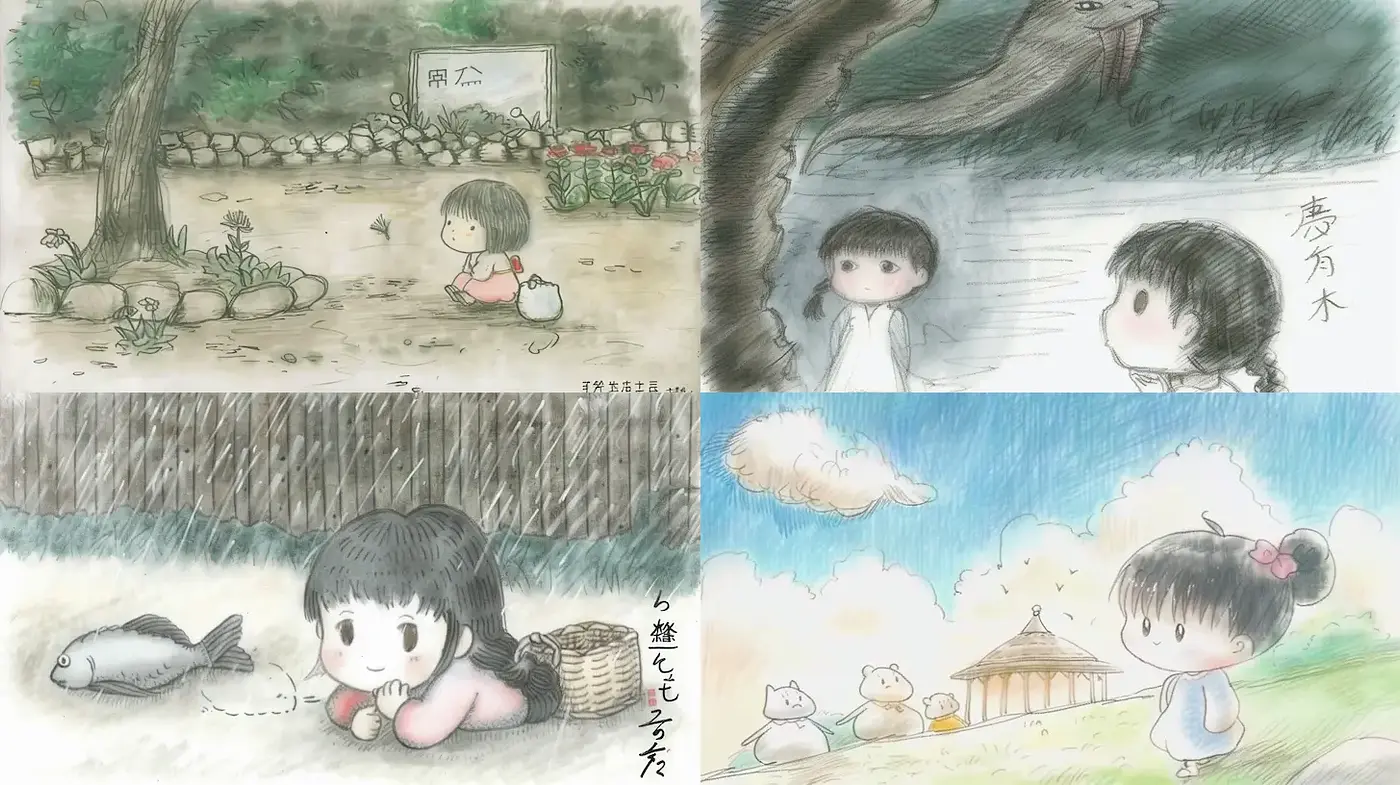 Charming and Whimsical Illustrations with a Touch of Nostalgia - Midjourney sref style