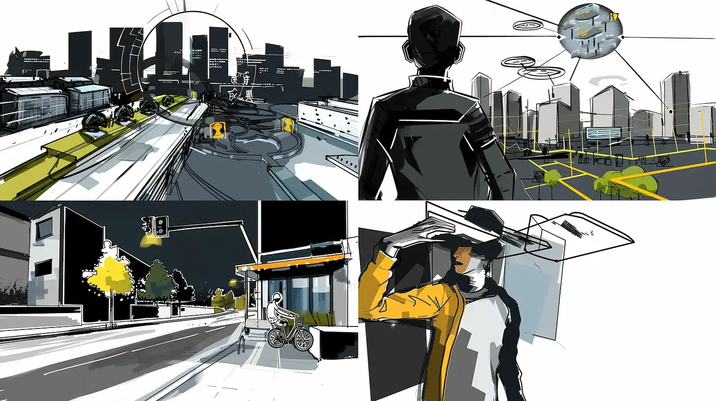 Futuristic Urban Illustrations with a Graphic Novel Aesthetic - Midjourney sref style