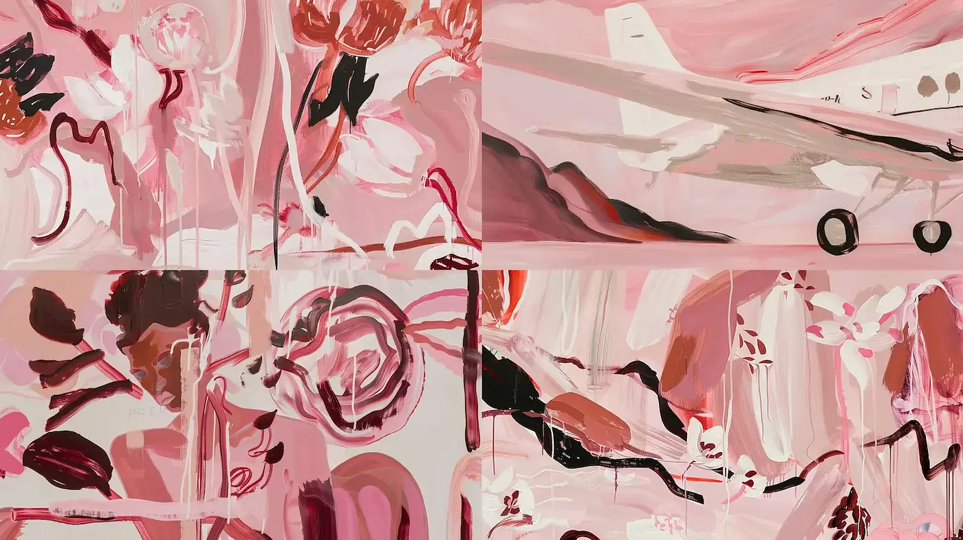 Abstract Expressionism Infused with a Soft Romantic Aesthetic - Midjourney sref style