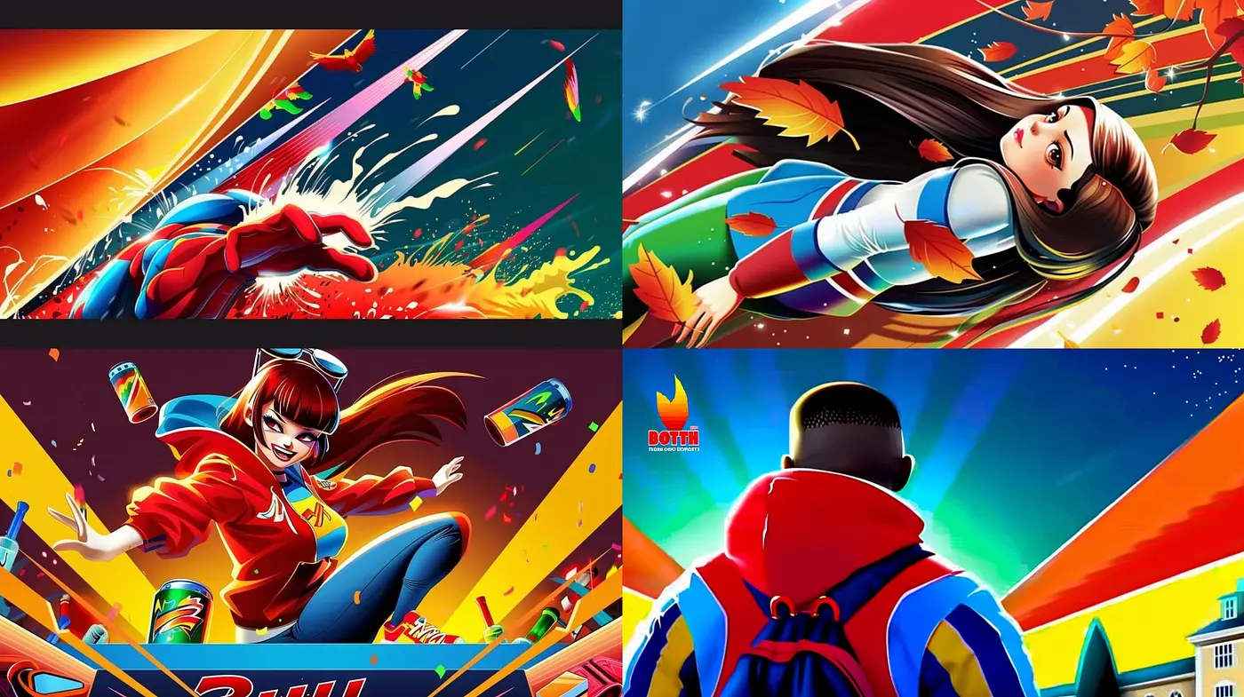 Vibrant Animation Fusion: An Explosion of Color and Dynamic Energy in Graphic Style - Midjourney sref style