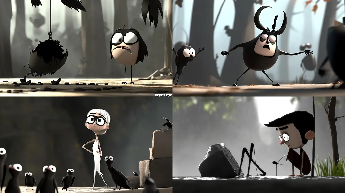 Enigmatic Woodland Creatures: A Coalescence of Shadowy Tones and Simplistic Forms - Midjourney sref style
