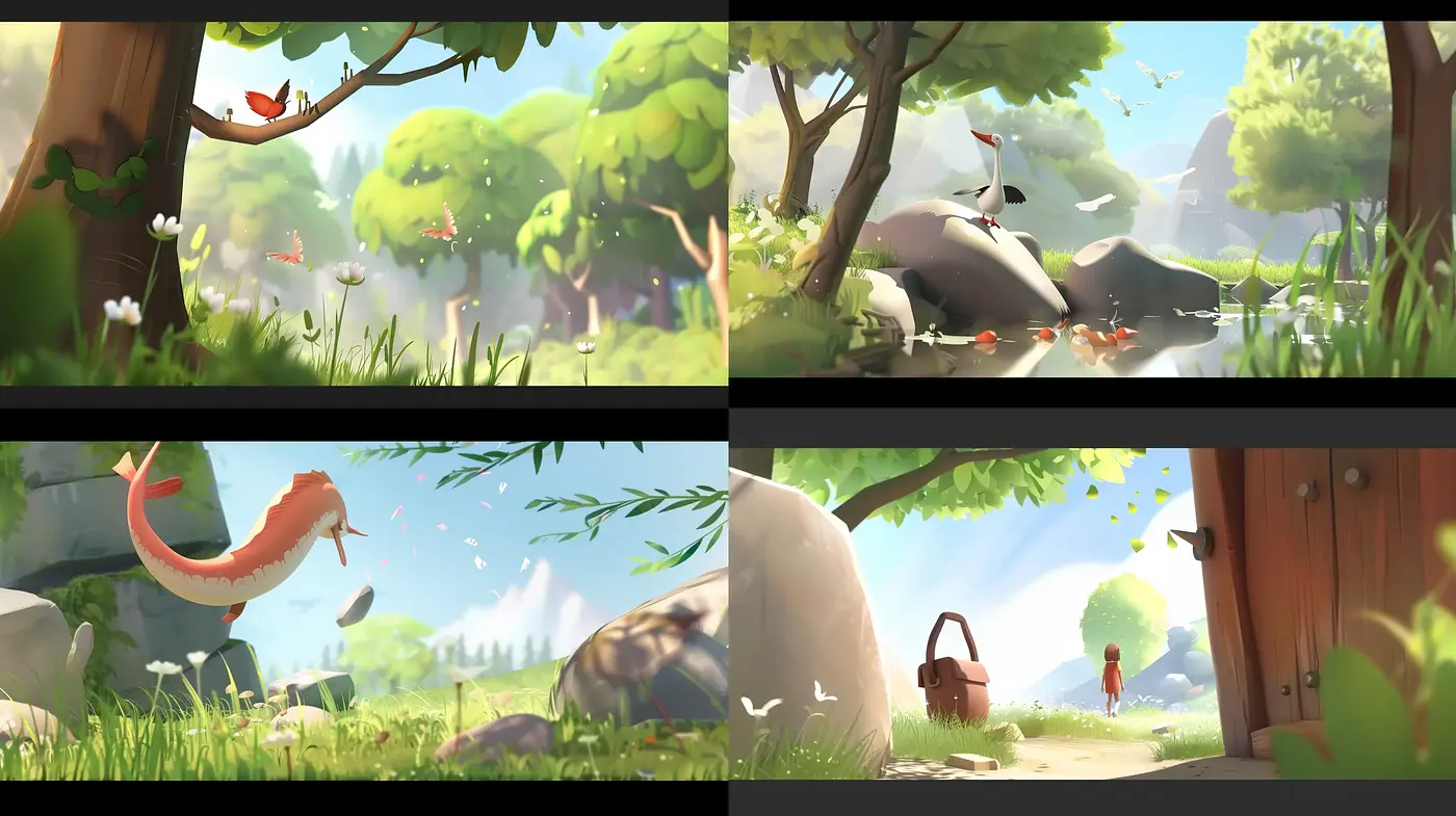 Idyllic Countryside Serenity in Luminous Artistic Renderings - Midjourney sref style