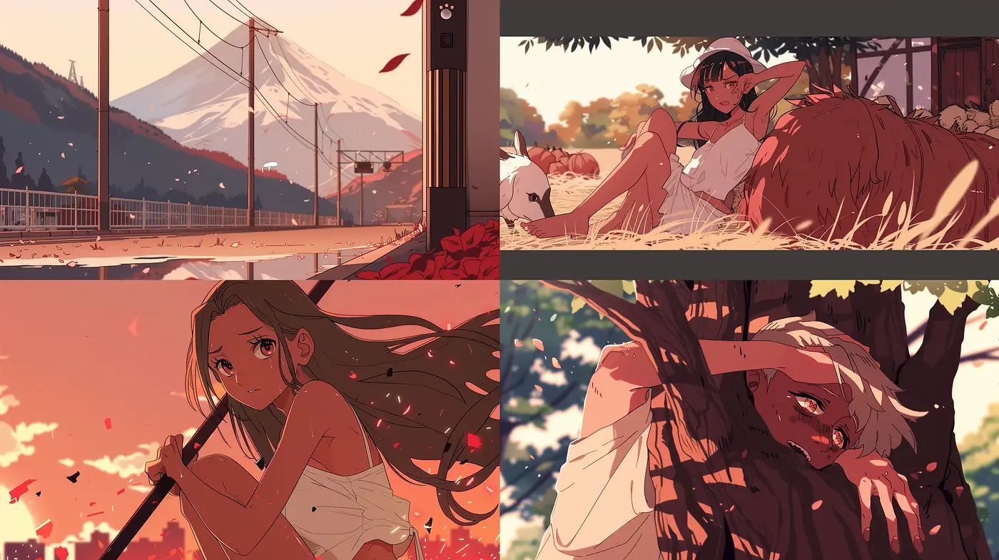 Warm-Toned Nostalgic Anime-Inspired Visual Tapestry - Midjourney sref style