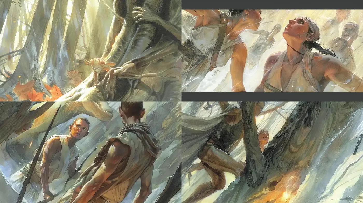 Ethereal Lightscapes of Dynamic Brushwork - Midjourney sref style