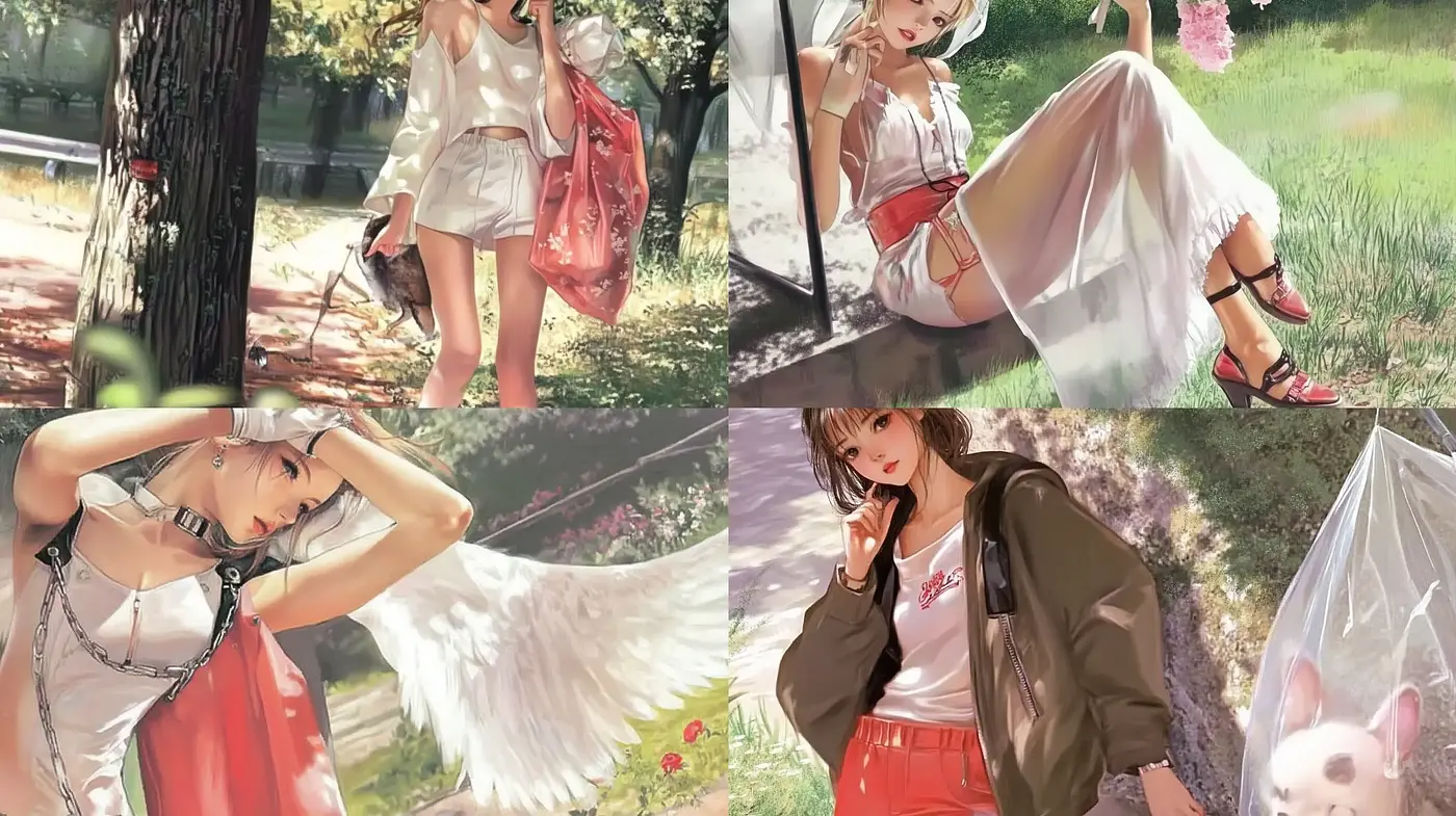 Luminous Serenity in Pastel - A Harmonious Merging of Anime Grace and Impressionistic Nature - Midjourney sref style