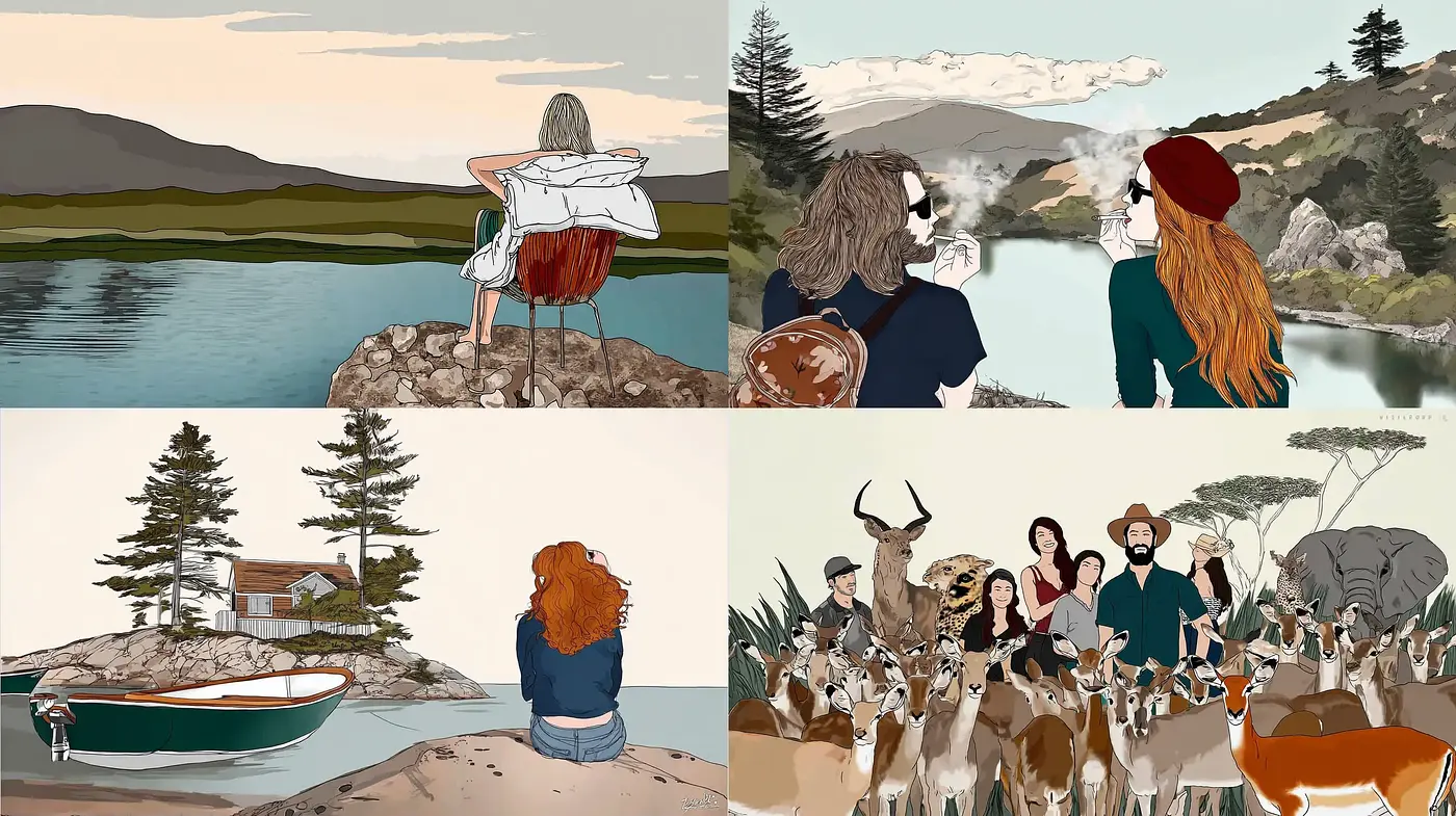 Nature-Inspired Illustrations with a Whimsical and Rustic Charm - Midjourney sref style