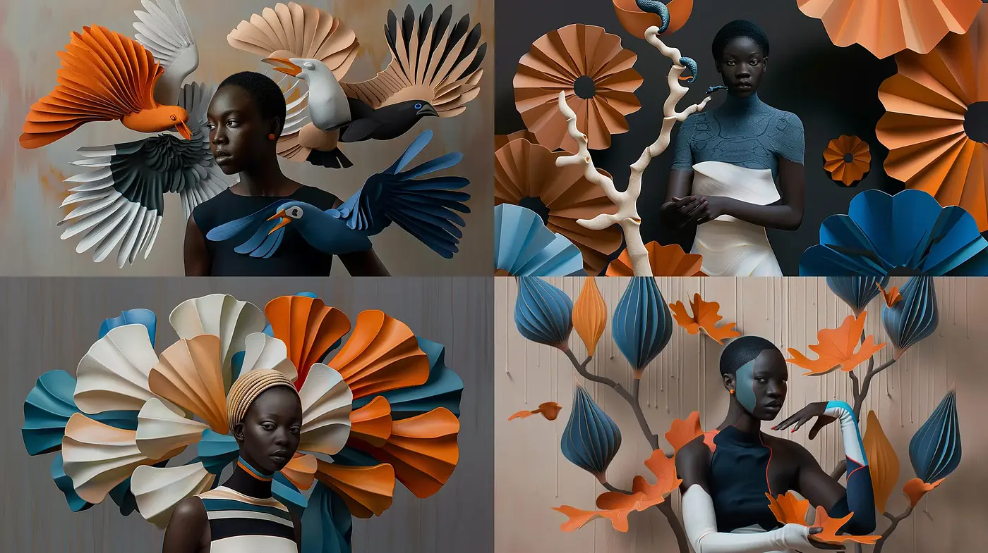 Surreal Paper Artistry with Ethereal Grace - Midjourney sref style